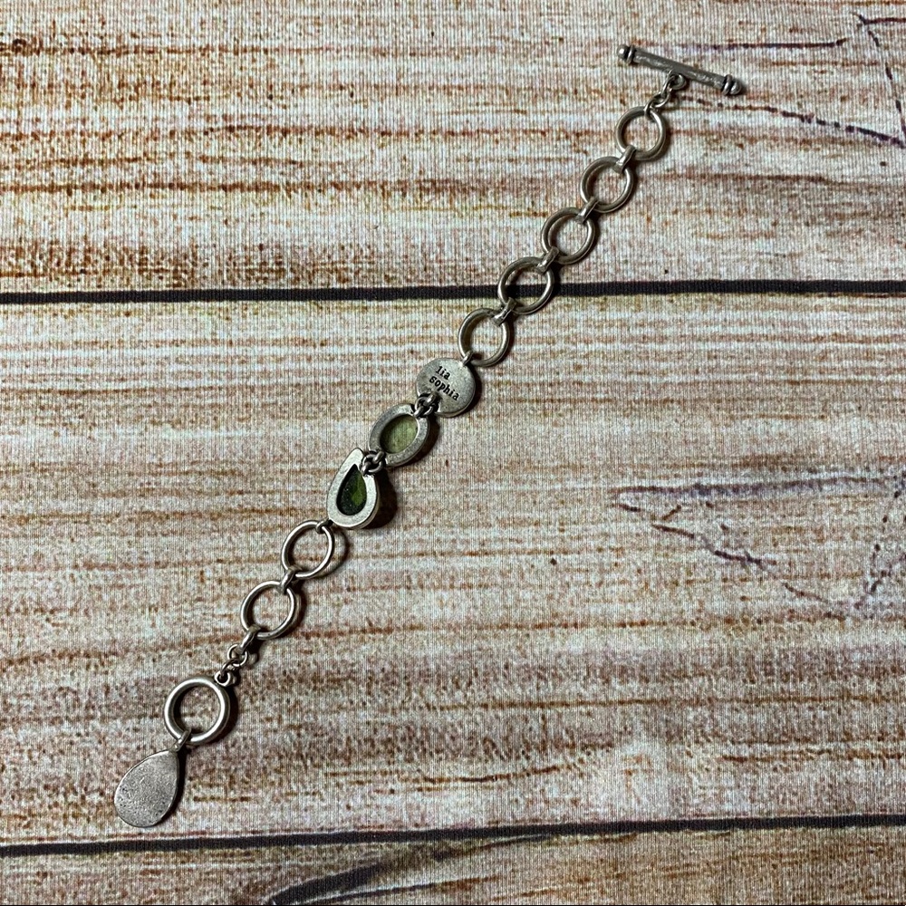 Lia Sophia Silver/Green Pavé Toggle Bracelet - Picture 3 of 4